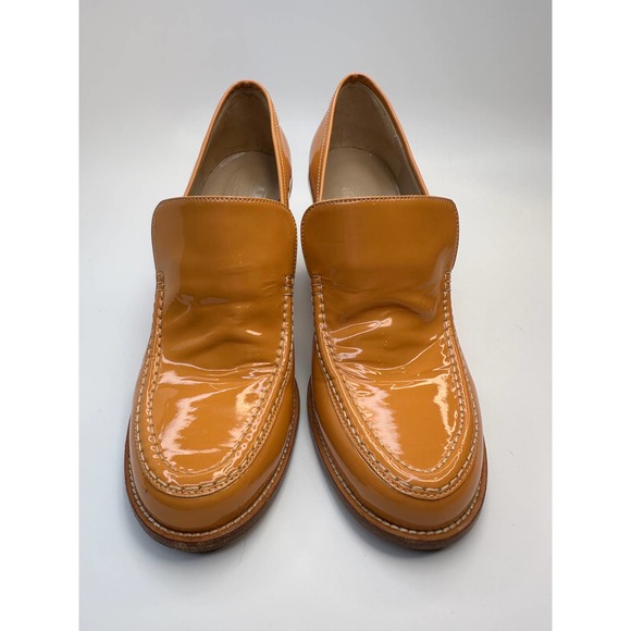 Maryam Nassir Zadeh Nora Patent Leather Retro Orange Cream Loafers Heels Sz 39 - Picture 9 of 16